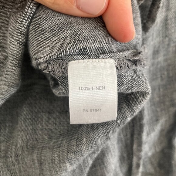 J Jill 100% Linen Tunic Top Button Front Gray Lagenlook Beach Coastal Oversized - Picture 9 of 9